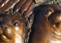Detail of SEAL, OTTER, KELP BALL. One of six sculptures comprising Floating Life Forms.