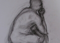 Seated Nude Male, charcoal